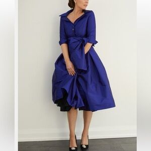 Ross Mayer Cobalt Blue Taffeta Midi Dress – Size 4